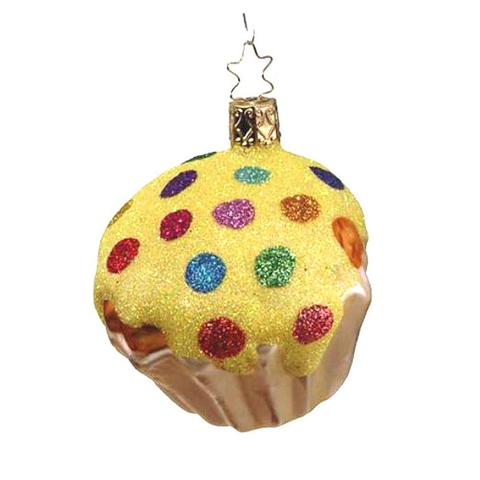 Yellow Gumdrop Cupcake Retired Christmas Ornament Inge-Glas 2-098-06