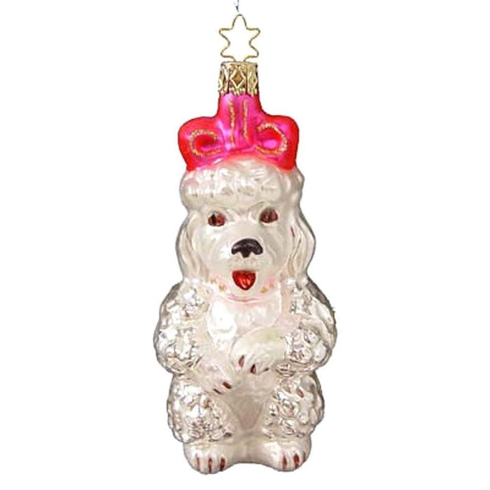 50's Poodle with Pink Bow Retired Christmas Ornament Inge-Glas of Germany 2-217-05
