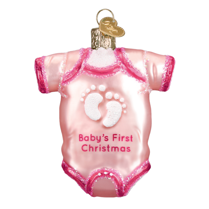 Pink Baby Onsie Old World Christmas Ornament 32338