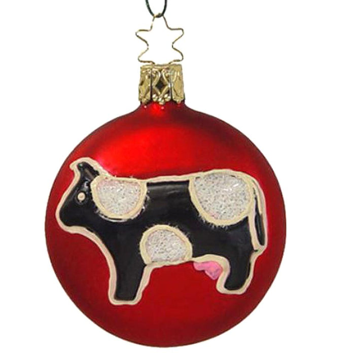 At the Farm Cow Retired Christmas Ornament Inge-Glas of Germany 3395H237