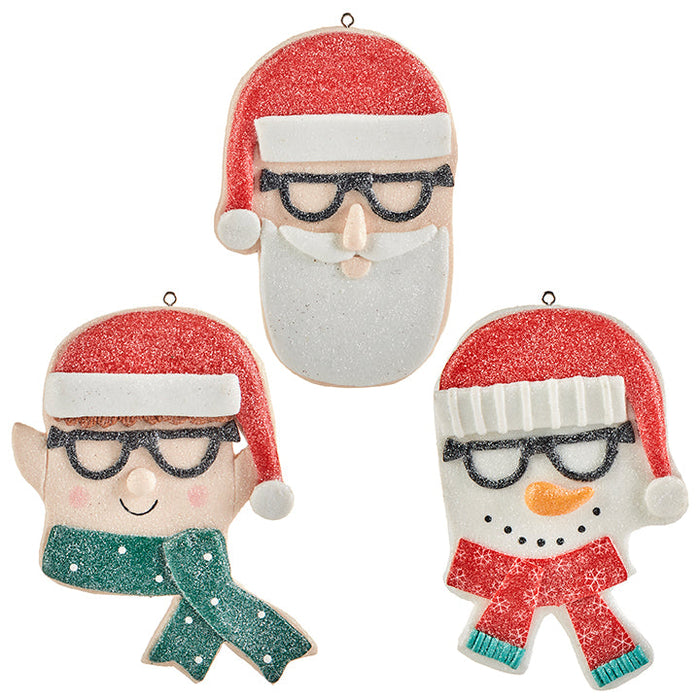 RAZ Santa Elf Snowman Christmas Ornament Set of 3