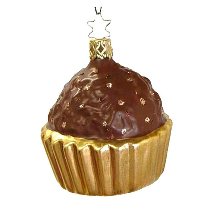 Chocolate Cupcake Gold Cup Inge-Glas Christmas Ornament 68079