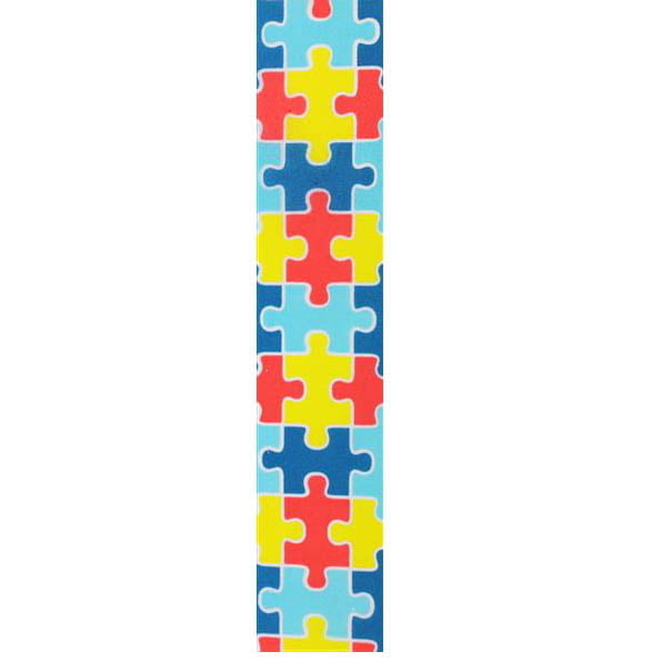 1.5" Red Yellow Blue Puzzle Print Ribbon RG01818W5