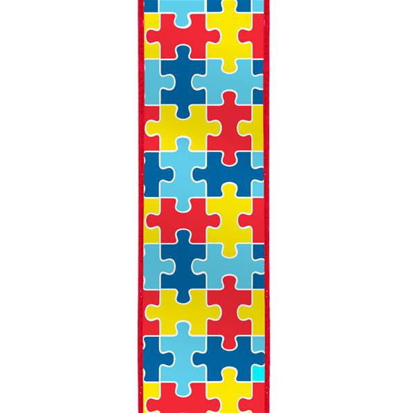 2.5" Red Yellow Blue Puzzle Print Ribbon