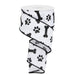 The 2.5 White with Black Paw Print & Bones Ribbon (RGA114827) charmingly displays its playful pattern of black dog bones and paw prints as it unrolls.