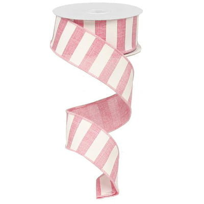 1.5" Pink White Horizontal Stripe Ribbon RX9148WT