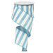 The 2.5 Turquoise Blue White Horizontal Stripe Ribbon RX9149A2, made from durable polyester, features turquoise and white stripes. Ideal for adding a stylish touch to your crafts and gifts.