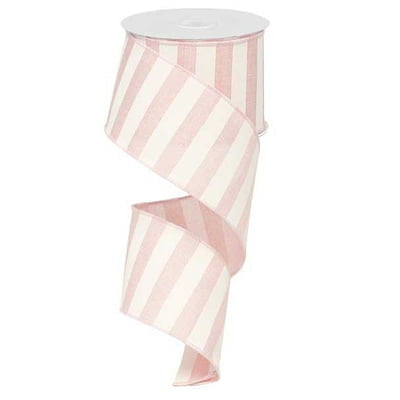 2.5" Light Pink White Horizontal Stripe Ribbon RX9149TK