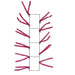 The 22 Work Creations Metallic Fuchsia Straight Ribbon Pencil Rail features a rectangular metal frame with vibrant fuchsia tinsel branches resembling pencil ribbons. Its innovatively divided into four vertically stacked rectangles.