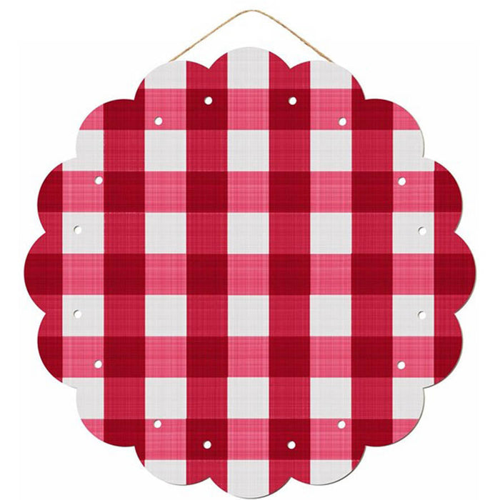 21" Red White Checked Scalloped Edge Sign AP858554