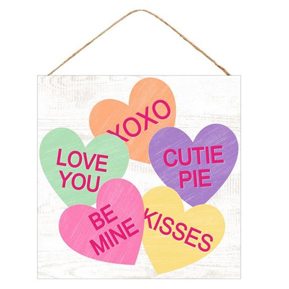 10" Square Candy Heart in Circle Hanging Sign AP8774