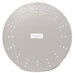 The 15.5 Plastic Character Wreath Form is a round, flat, gray disc with multiple small holes in circular patterns. A center white label provides detail against the plain white background, showcasing its simple elegance.