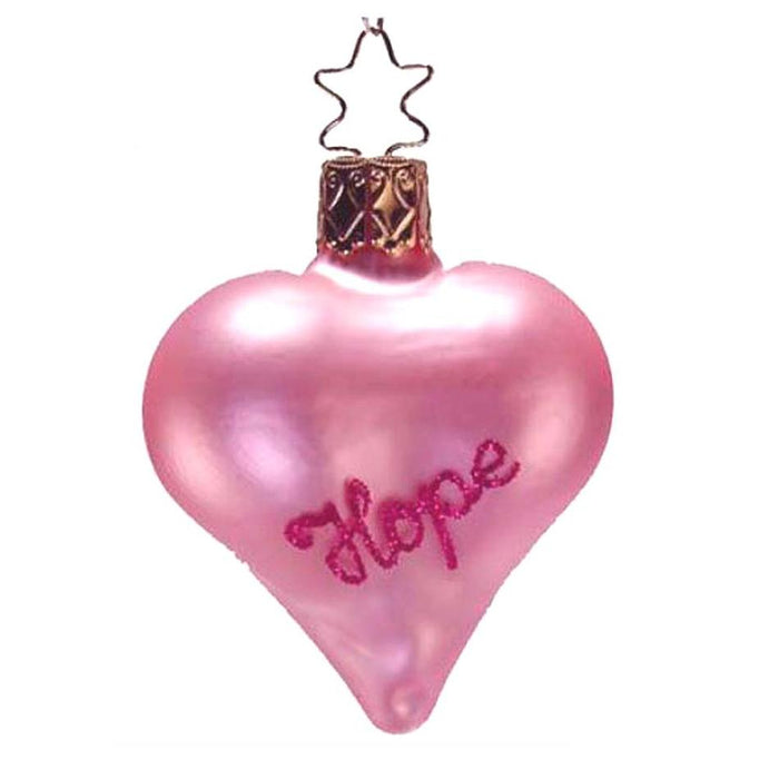 Pink Hope Heart Inge-Glas Christmas Ornament 1-218-06