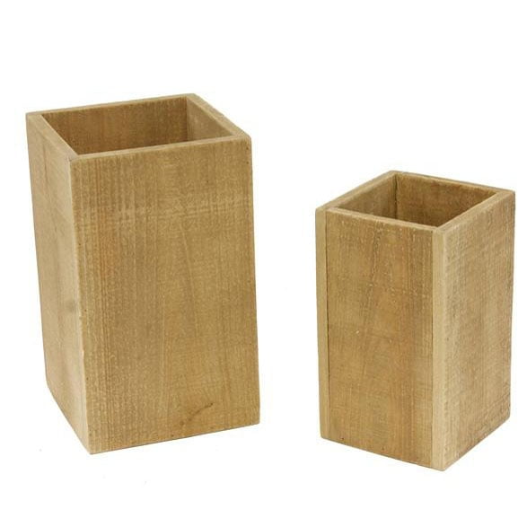 Square Wood Vase Set of 2 KM319801