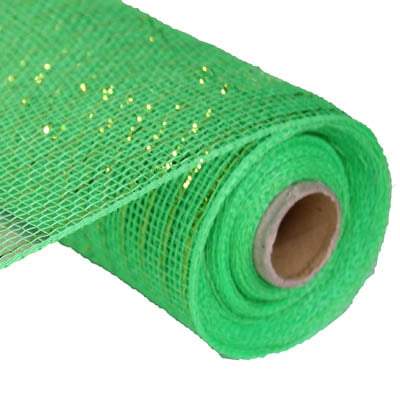 10" Lime Green Metallic Deco Poly Mesh RE130150