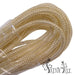 The Deco Flex Tubing Cream with 18K Gold Metallic Foil, a coiled metallic mesh ribbon, is showcased on a white backdrop with loops and a net-like texture. The Trendy Tree brand logo appears in the bottom right corner.