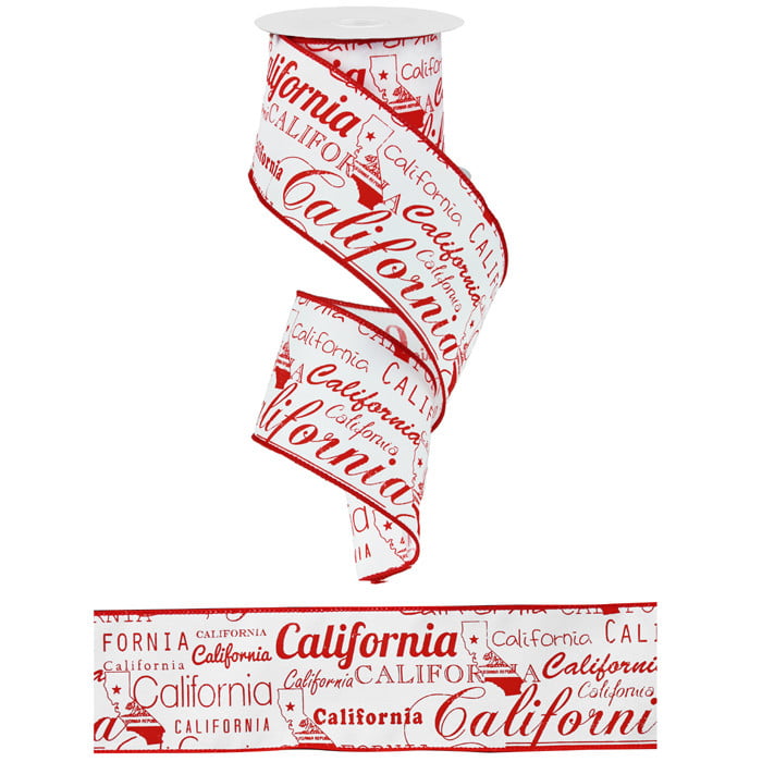2.5" California Print Ribbon White Red