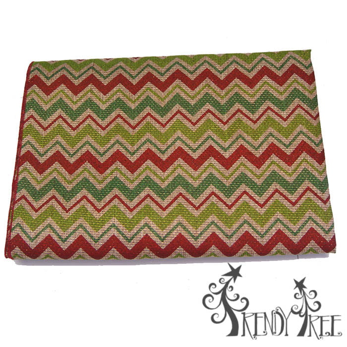 54" Square Table Cloth Natural Lime Emerald Red Chevron Stripes