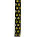 The 2.5 Sunshine Black Yellow Orange Ribbon (RGA137902) is a wired, black synthetic ribbon with rows of yellow sun motifs featuring pointed rays and circular centers.