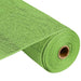 The 10 Poly Burlap Mesh Lime Green RP810033, featuring a cardboard core, is unrolled against a white background. Its grid-like texture and lightweight polypropylene fabric make it ideal for crafts or decorations.