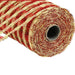 A close-up of the 10 Beige Red Poly Burlap Check Mesh (RP8122F6) showcases its rich checkered pattern in red, beige, and brown, revealing intricate textures and color variations.