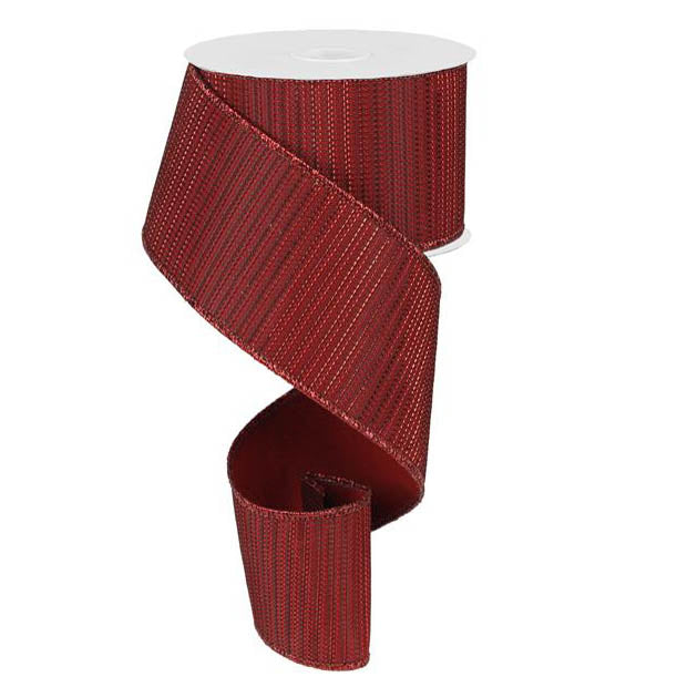 2.5" Red Horizontal Lines Metallic Ribbon RW753124