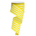 The 2.5 Yellow White Vertical Stripe Ribbon RX9136J3 is made from 100% polyester and features vibrant yellow and white vertical stripes. With a wire edge, it can be partially unrolled and twisted into a spiral to hold its cheerful design beautifully.