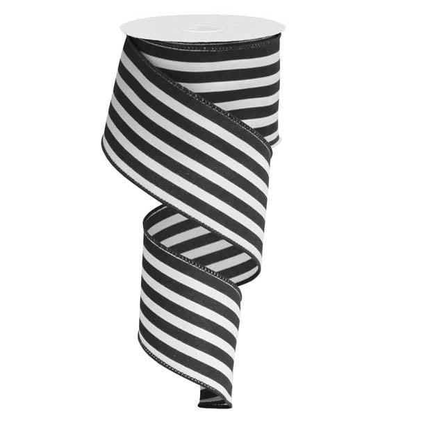 2.5" Black White Vertical Stripe Ribbon RX9136X6