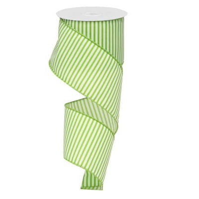 2.5" Apple Green White Horizontal Lines Ribbon RX9142H5