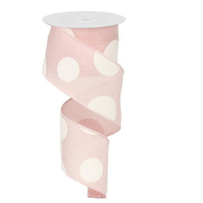 2.5" Large Multi Dot Light Pink White Ribbon RX9143TK