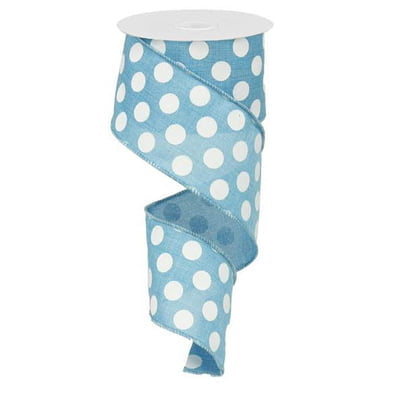 2.5" Medium Multi Dot Turquoise White Ribbon RX9146A2
