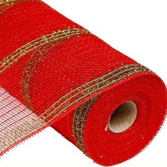 10.5" Tinsel Foil Deco Poly Mesh Red Lime Green RY840134