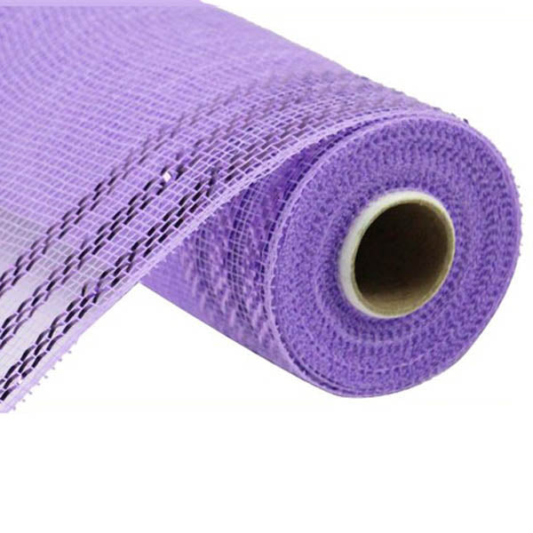 10.5" Lavender Border Stripe Metallic Deco Mesh RE850213
