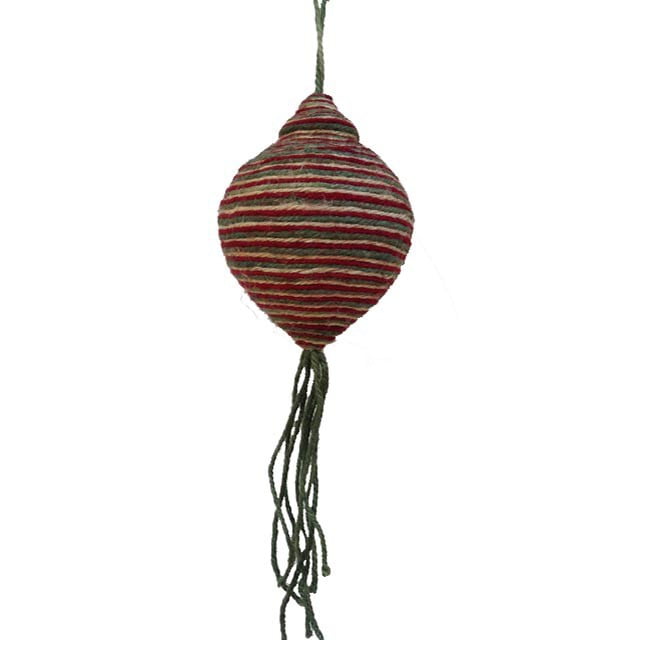 15" Jute Finial Onion Shaped Red and Green