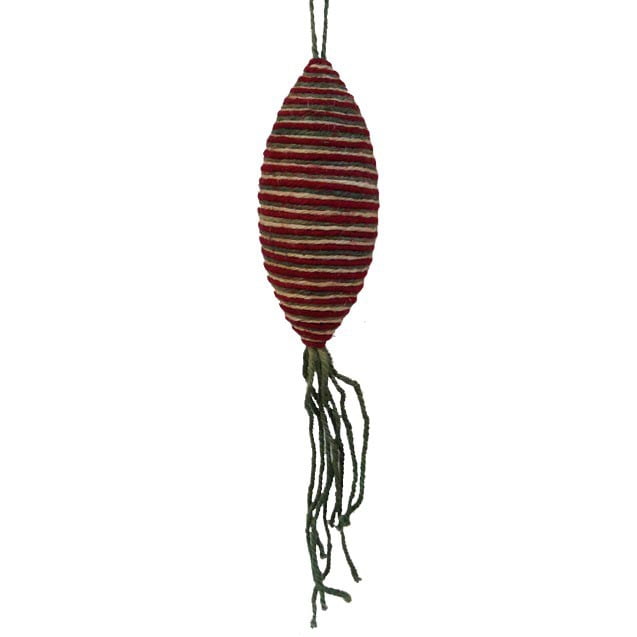 17" Red Green Jute Finial Christmas Ornament
