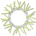 The 24 Lime Green Pencil Wreath XX750437 features a circular metal frame with lime green pipe cleaners extending outwards like sun rays, forming an open center against a plain white background.