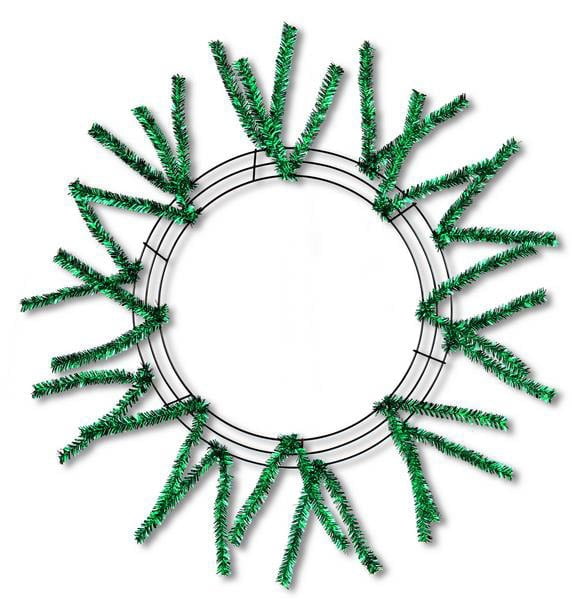 24" Pencil Work Wreath Metallic Emerald Green XX751106