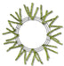 The 24" Lime Green Metallic Pencil Wreath XX751137 features sparse artificial pine branches arranged in a sunburst pattern on a round metallic frame against a white background.