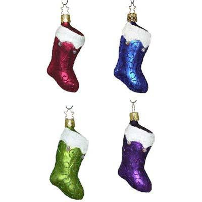 Fireplace Jewels Christmas Stocking Ornament Inge-Glas 1-045-11