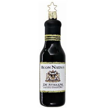 Buon Natale Bottle of Wine Christmas Ornament Inge-Glas of Germany 1-134-08