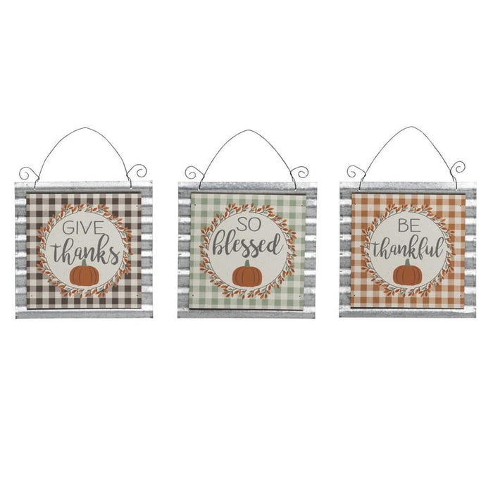 Small Metal & MDF Thanksgiving Sign Assorted J9365