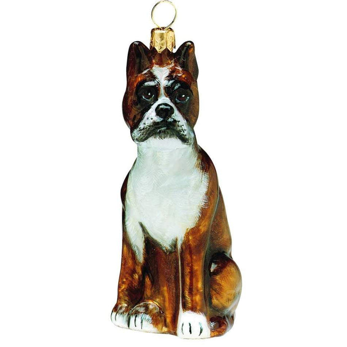 Boxer Sitting JTW Christmas Ornament  Joy To The World Collection